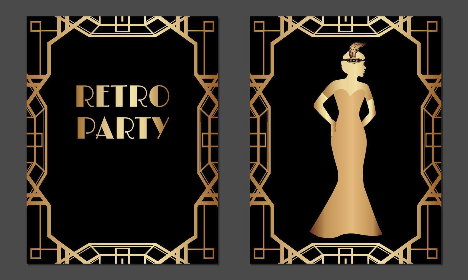 Geometric Gatsby Art Deco Style Party Invitation Design vector