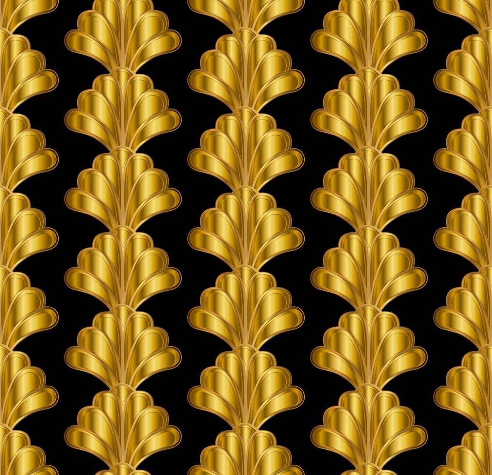 Gold Art Deco Great Gatsby Style Seamless Repeat Pattern Background vector