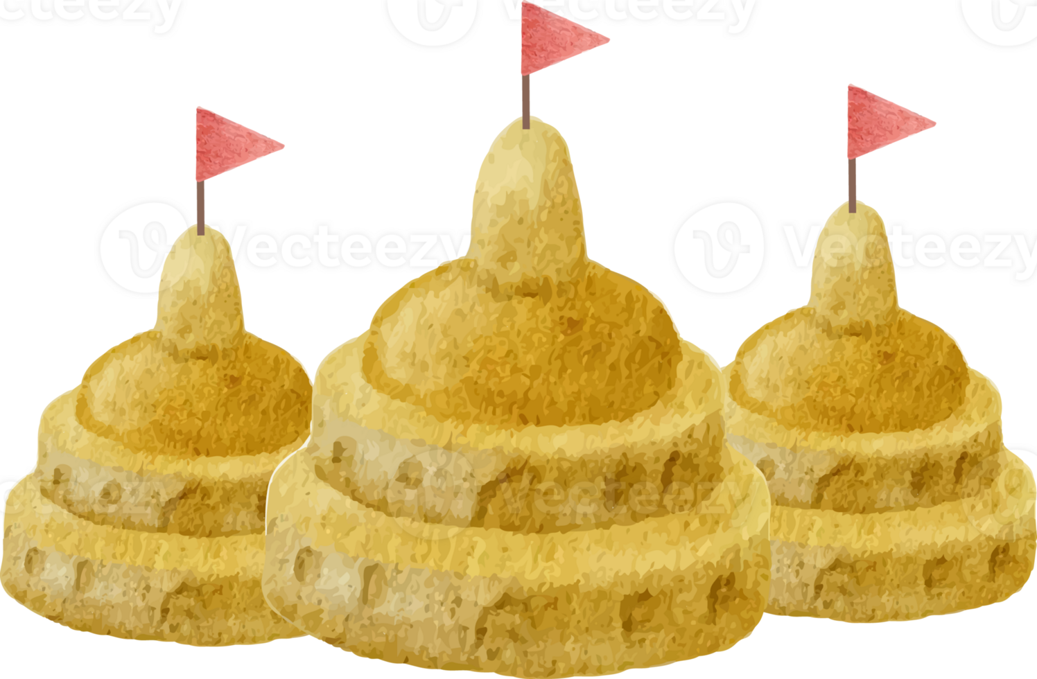 watercolor sand pagoda Songkran Thai water festival element png