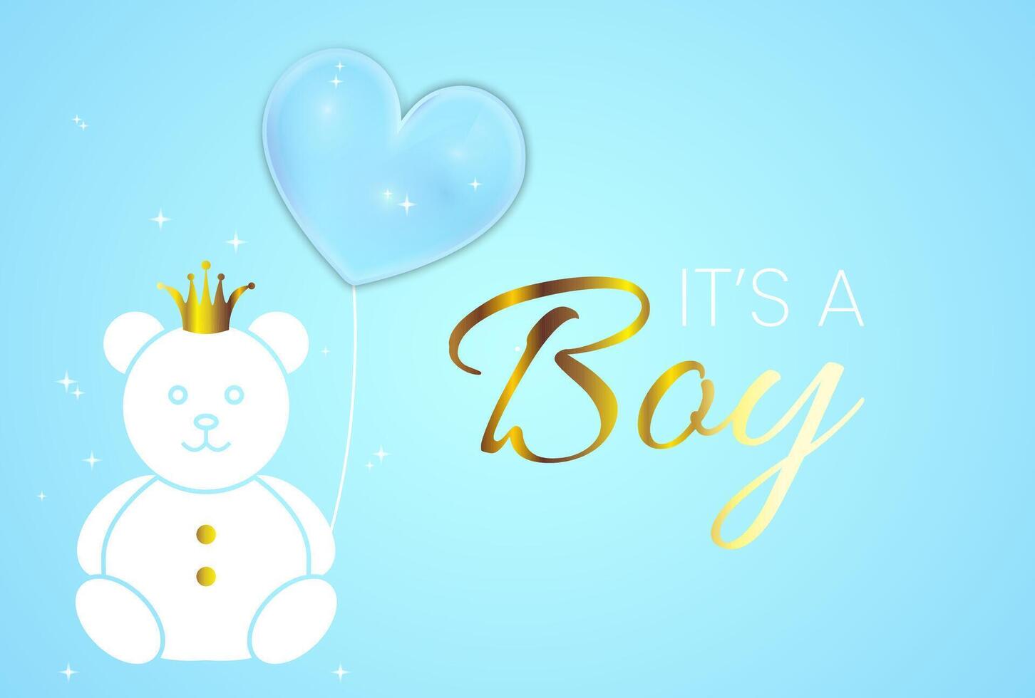 Baby Shower Invitation Design. It's a Boy Vector Illustration with Blue Bear