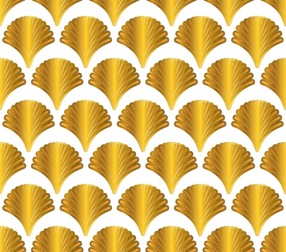 Gold Art Deco Seamless Repeat Pattern on White Background vector