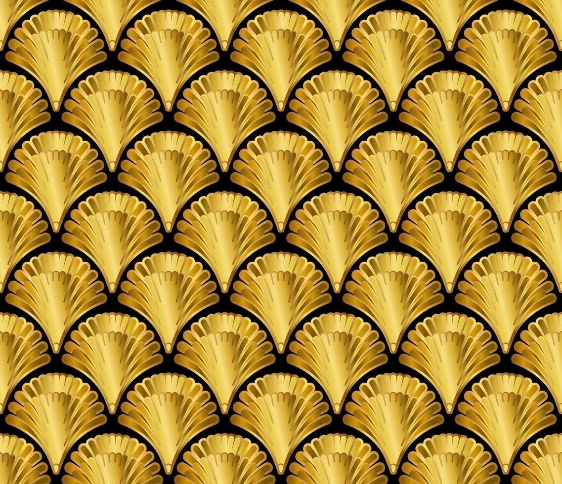 Gold Art Deco Great Gatsby Style Seamless Repeat Pattern Background vector