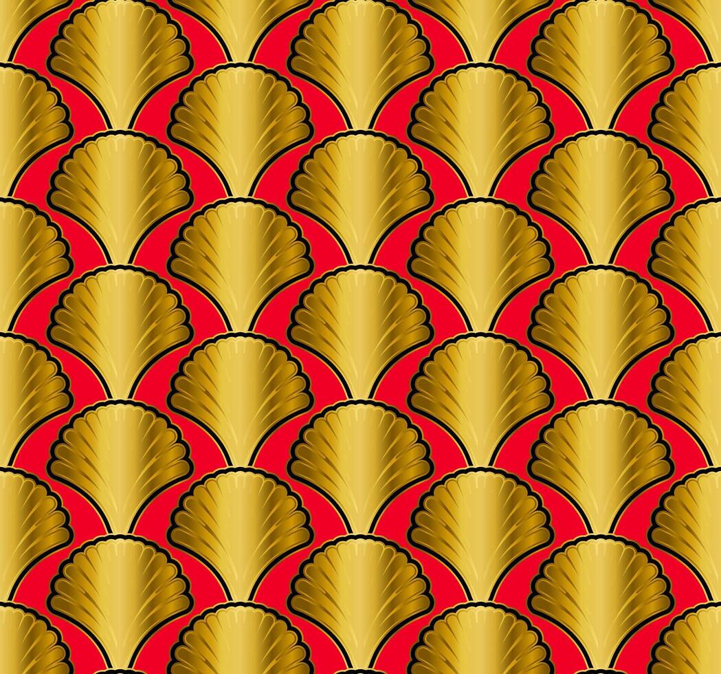 Red Gold Art Deco Seamless Repeat Pattern Background vector