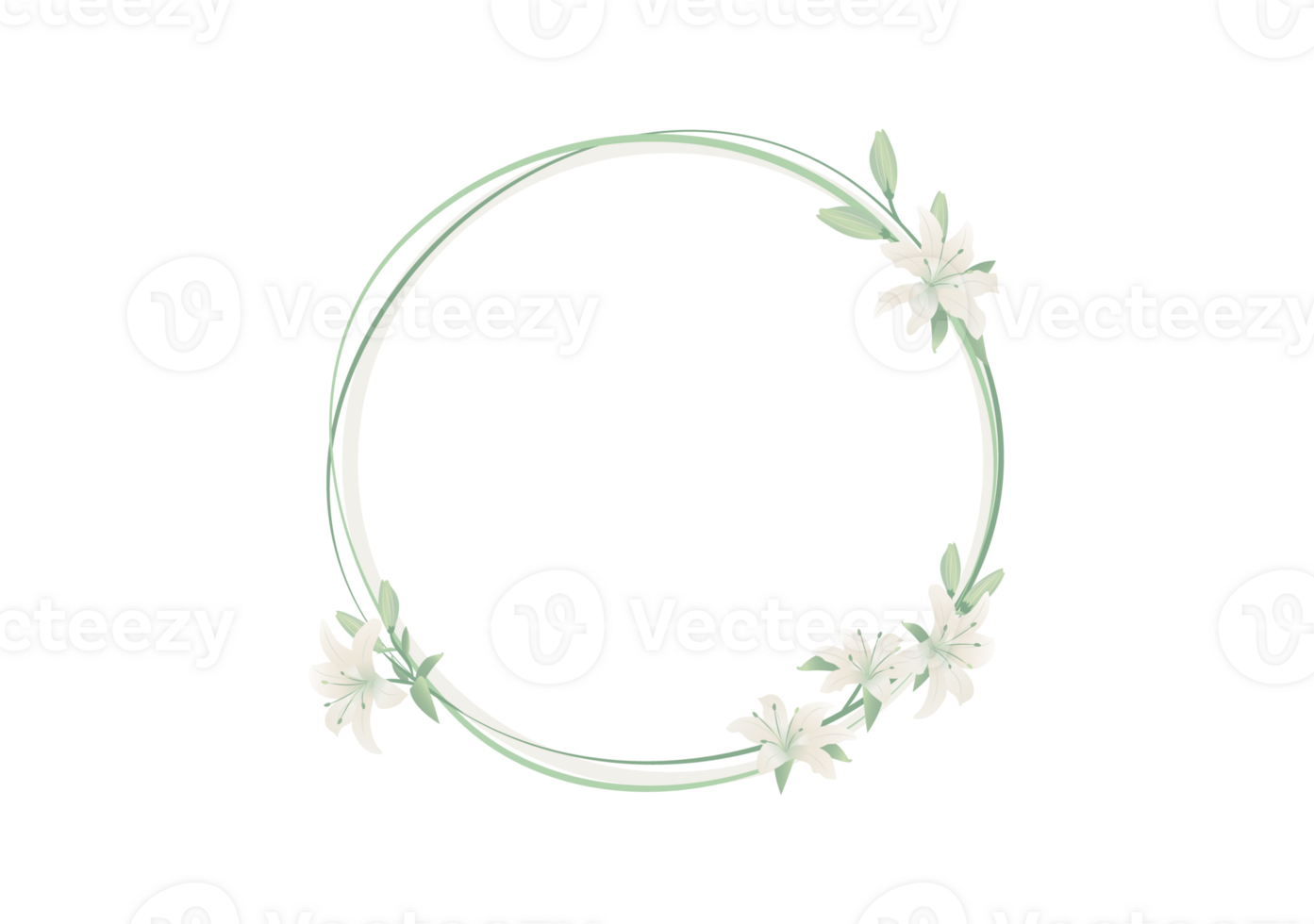 Lily floral crown frame ornament banner on background png