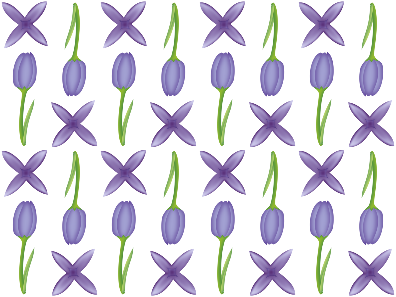 en sömlös mönster av tulpan och lila png transparent bakgrund i en ritad för hand lutning Färg vår blommig begrepp, illustration