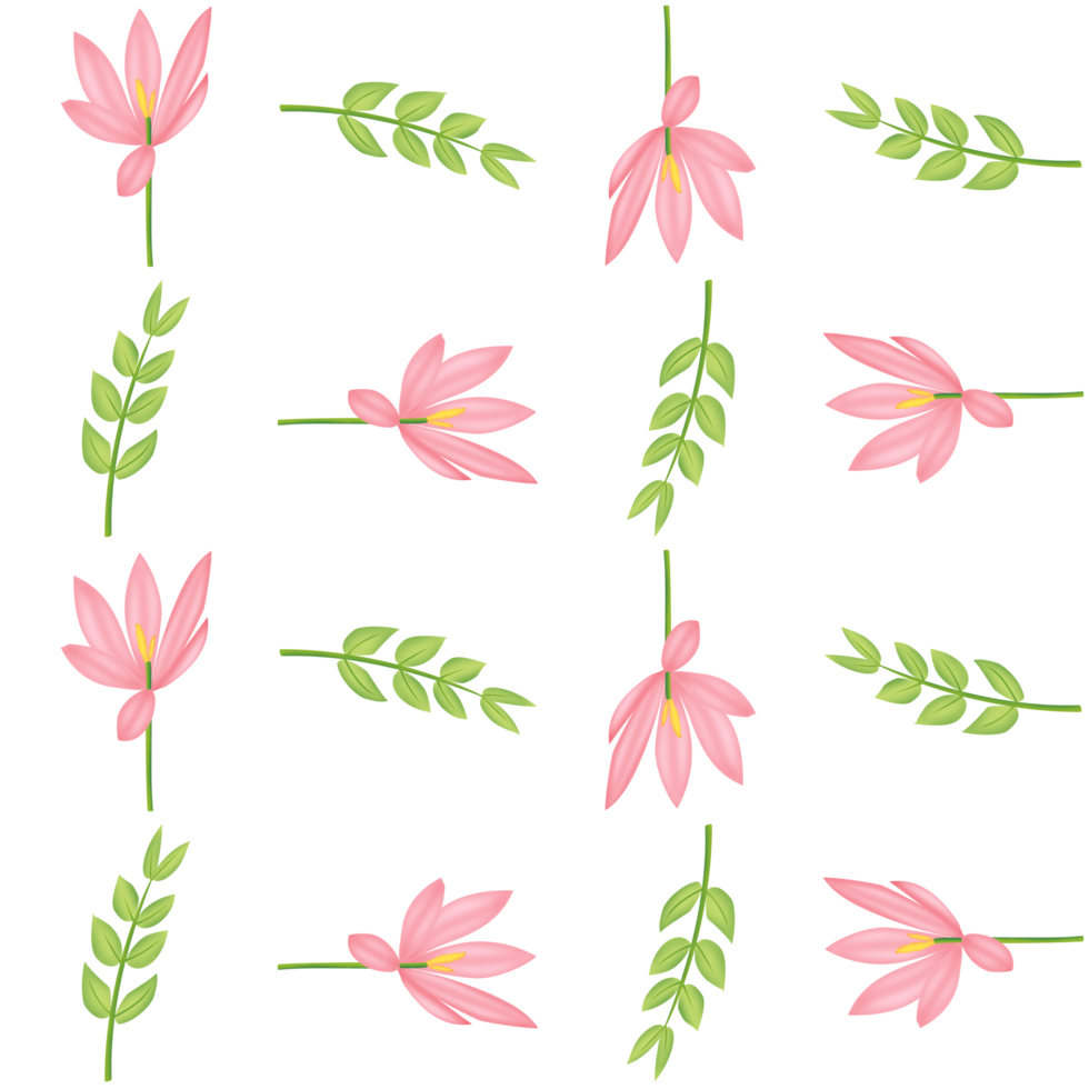 uma desatado padronizar do açafrão e folha png transparente fundo dentro uma desenhado à mão gradiente cor Primavera floral conceito, ilustração