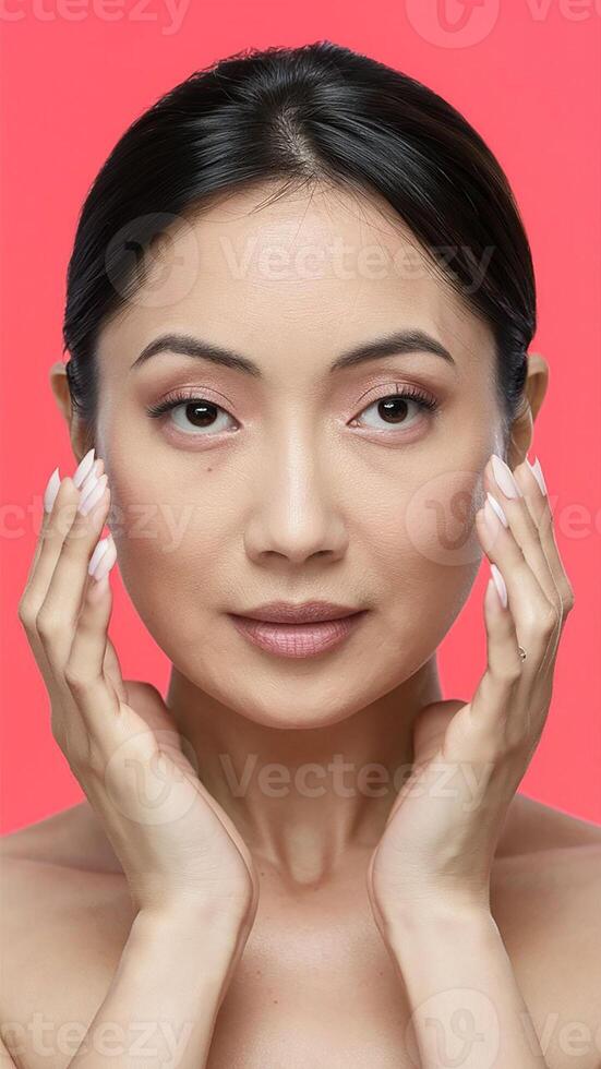AI generated Radiant Beauty Asian Elegance in Captivating Colors photo