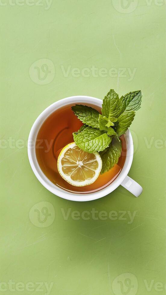 AI generated Refreshing Lemon Tea Crisp Elegance in a Cup photo
