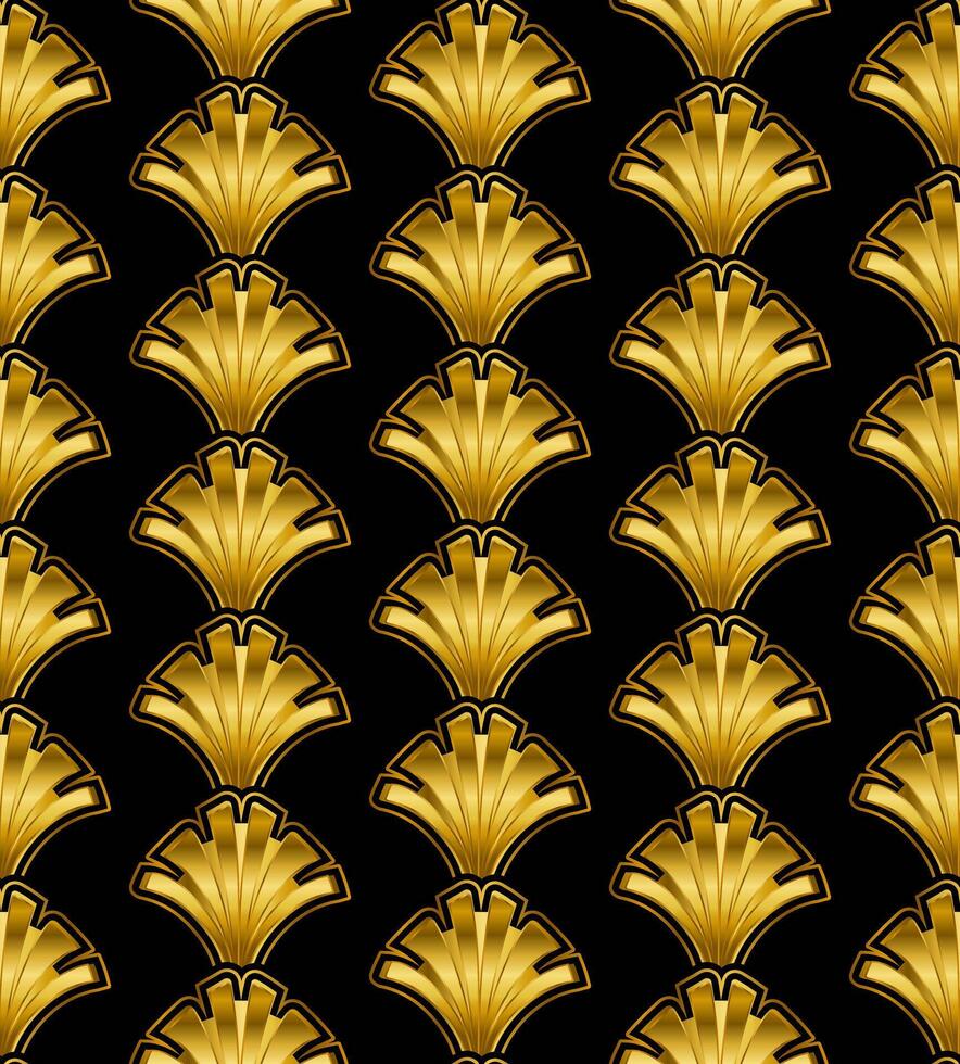 Gold Art Deco Great Gatsby Style Seamless Repeat Pattern Background vector