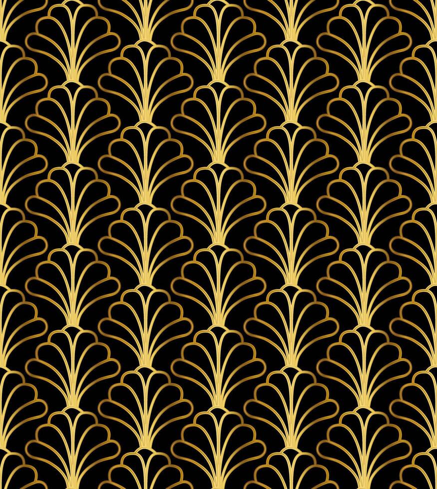 Gold Art Deco Great Gatsby Style Seamless Repeat Pattern Background vector