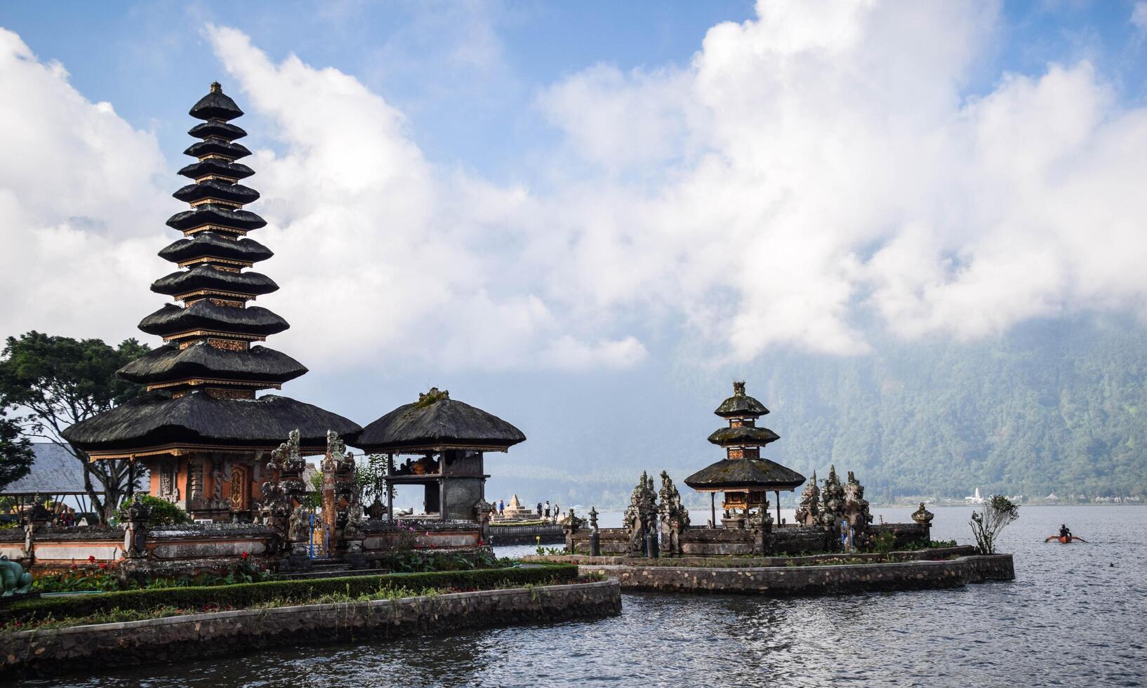 background of the silence of Nyepi day with the temple at sunset photo