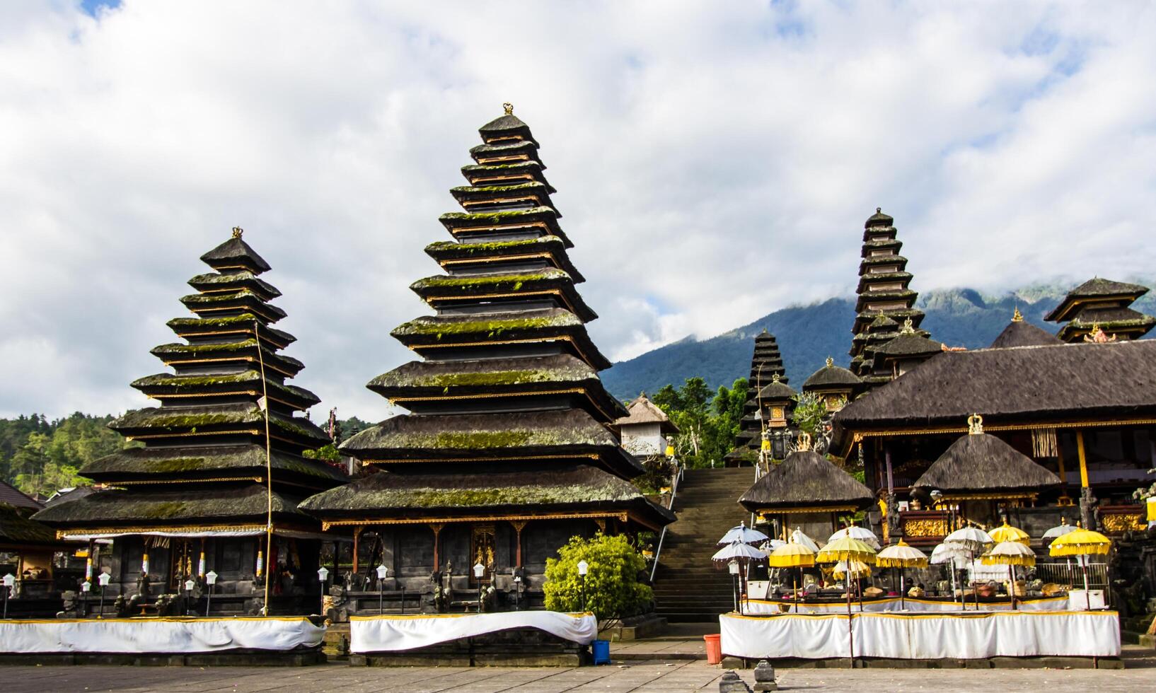 background of the silence of Nyepi day with the temple at sunset photo