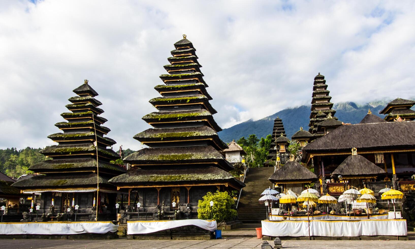 background of the silence of Nyepi day with the temple at sunset photo