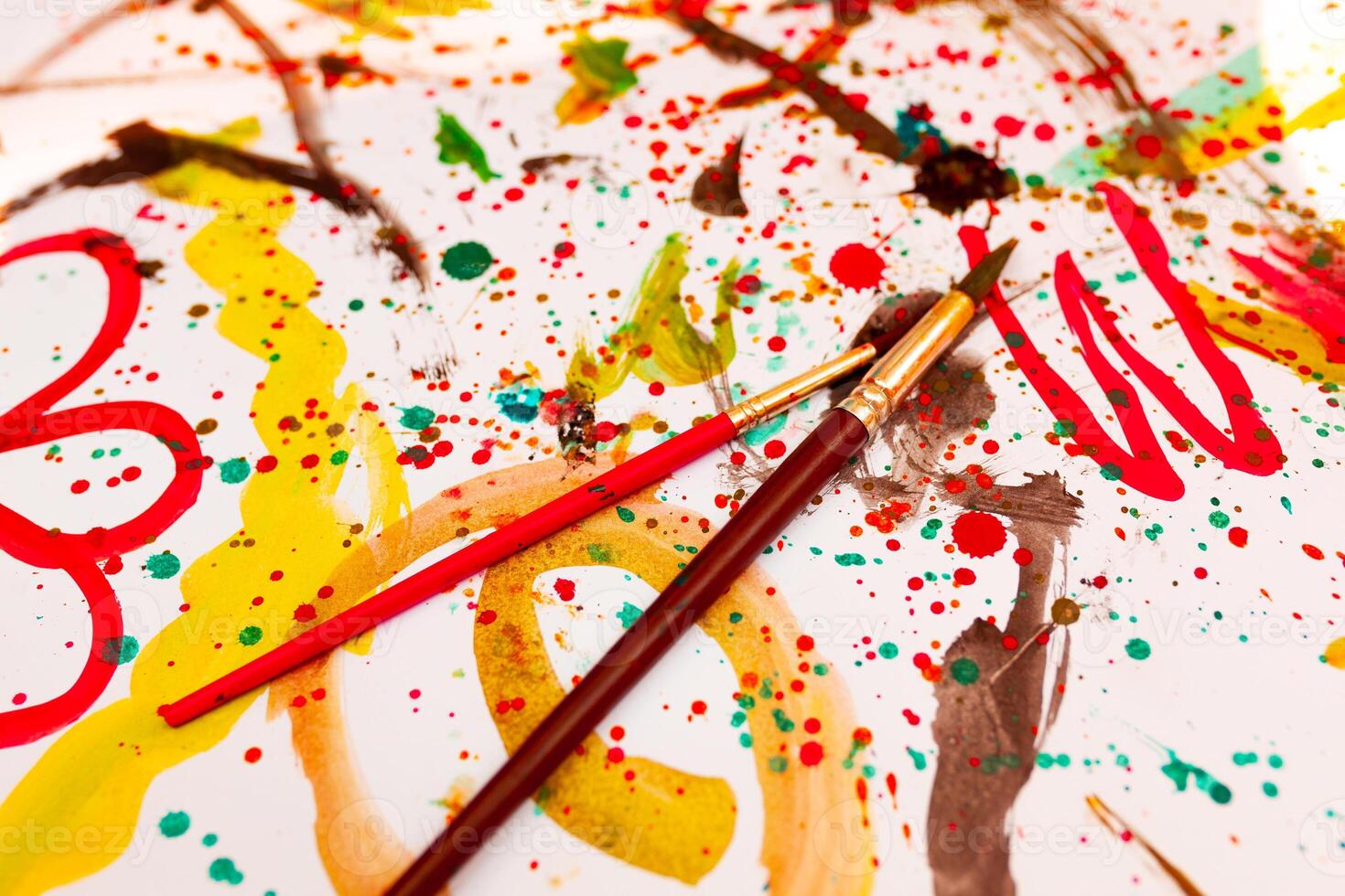 Watercolors drawing on a white sheet. photo