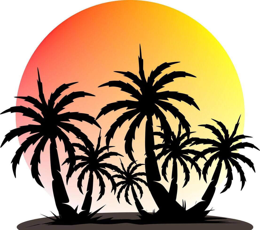 palma árbol ilustración. un tropical isla con palmas naturaleza logo icono vector