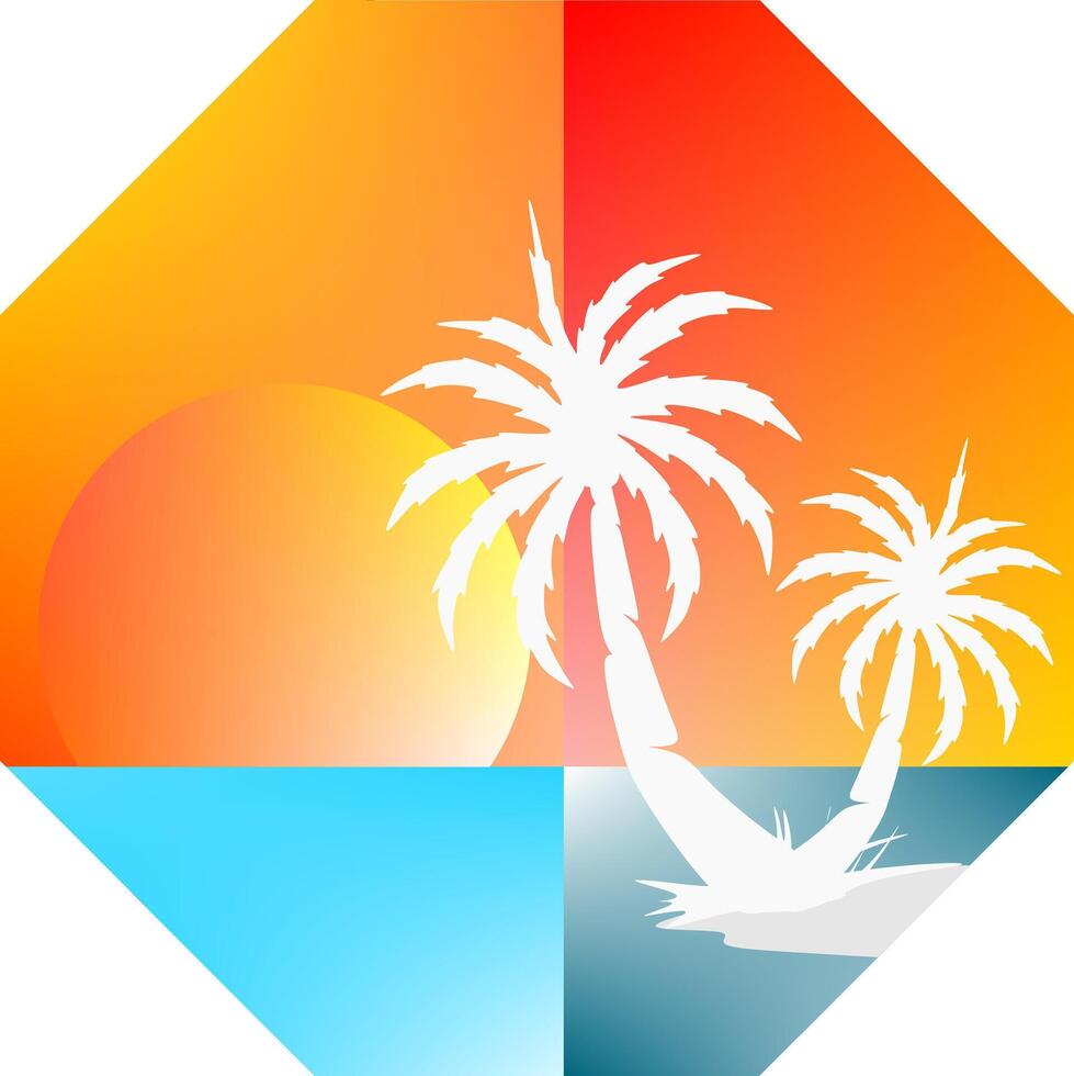Palm tree illustration. a tropical island with palms. Nature logo icon vector