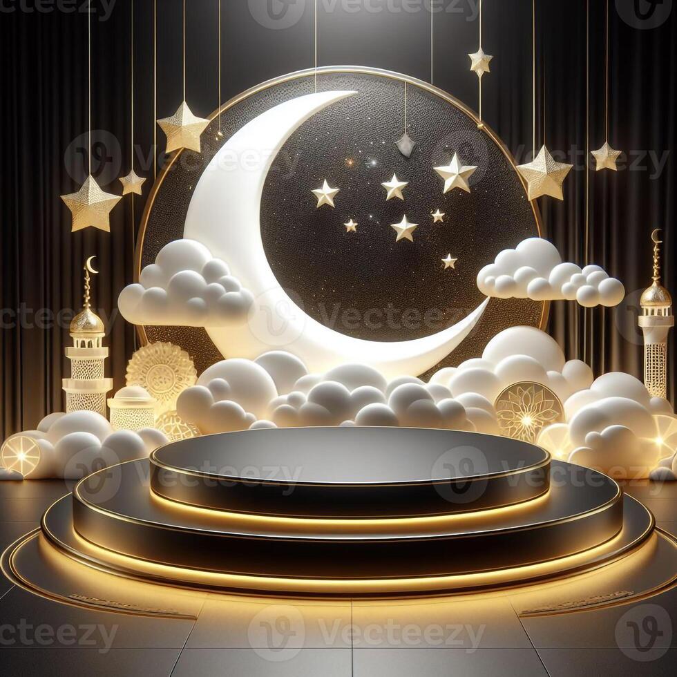 AI generated 3D Ramadan theme product podium, AI generated photo