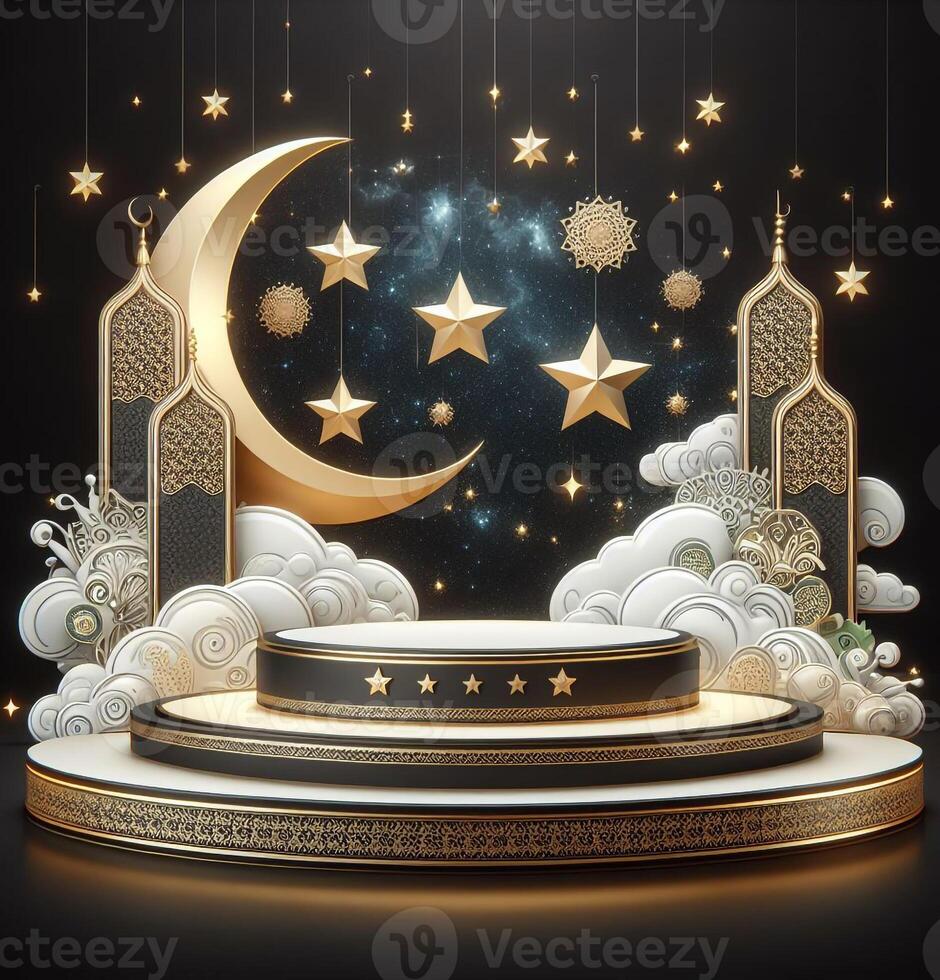 AI generated 3D Ramadan theme product podium, AI generated photo