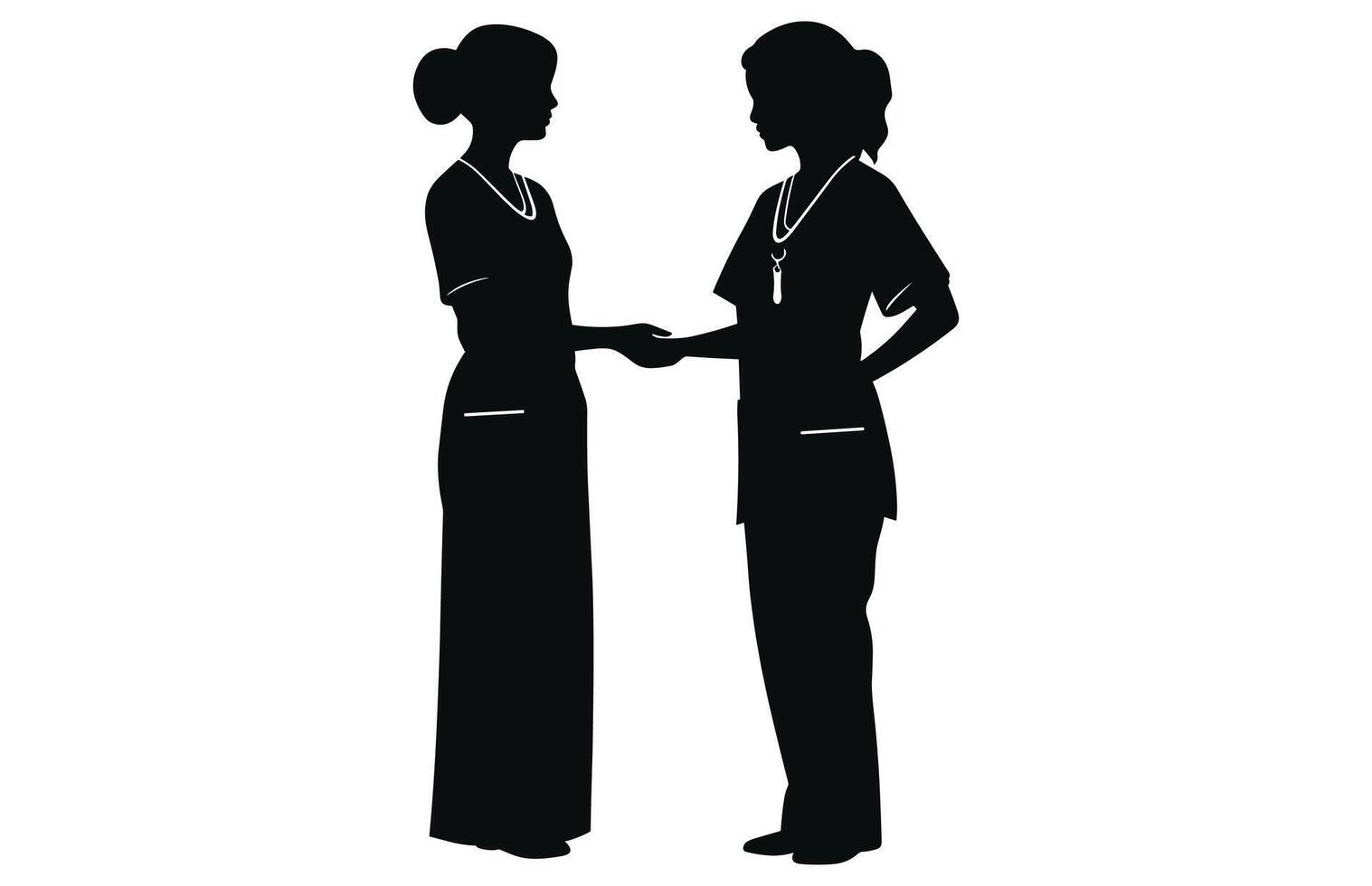 Nurse female silhouettes, nurses hospital workers silhouettes vector