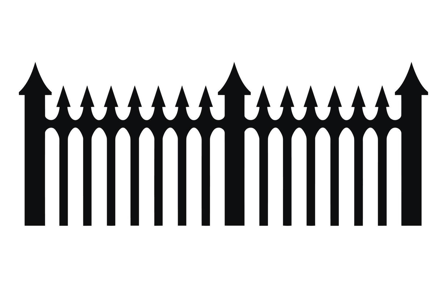 Fence Silhouettes, Set of fence silhouette in flat style vector illustration, Black fence on white background,