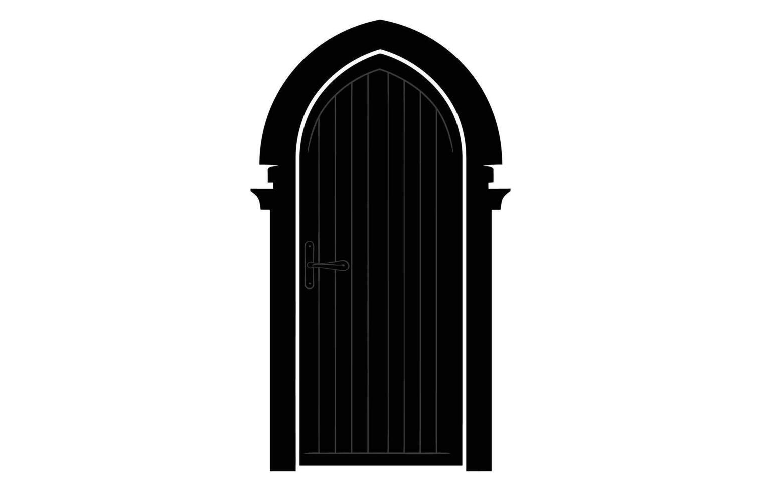 medieval puerta siluetas, arquitectónico tipo de arcos formas y formas siluetas, vector