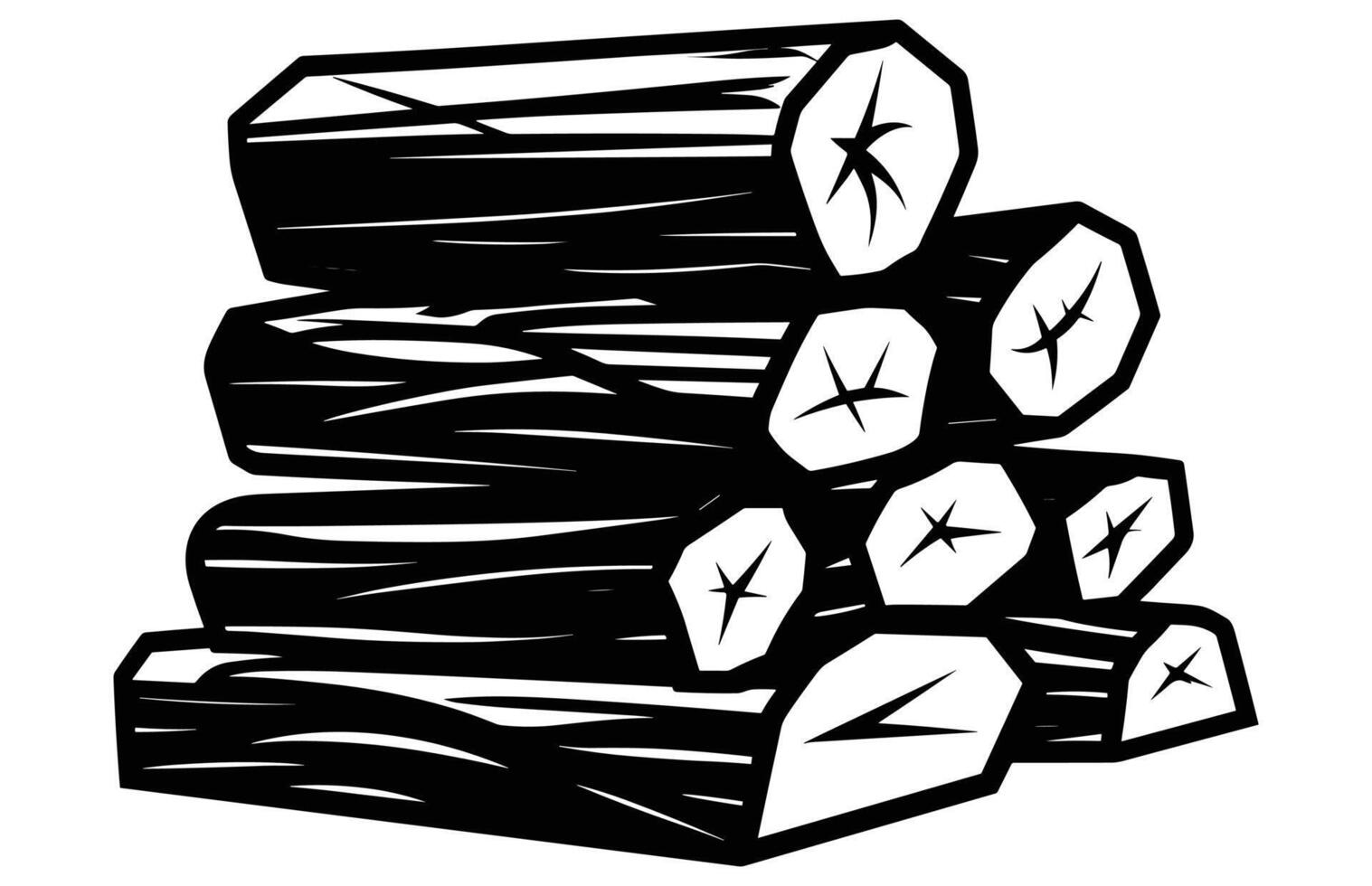 Firewood stack silhouette glyph icon, Wood log, timber, and woodpile. vector