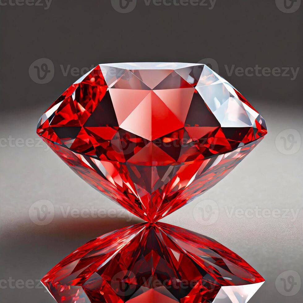 AI generated A large shiny blood diamond is isolated on a white gray background photo