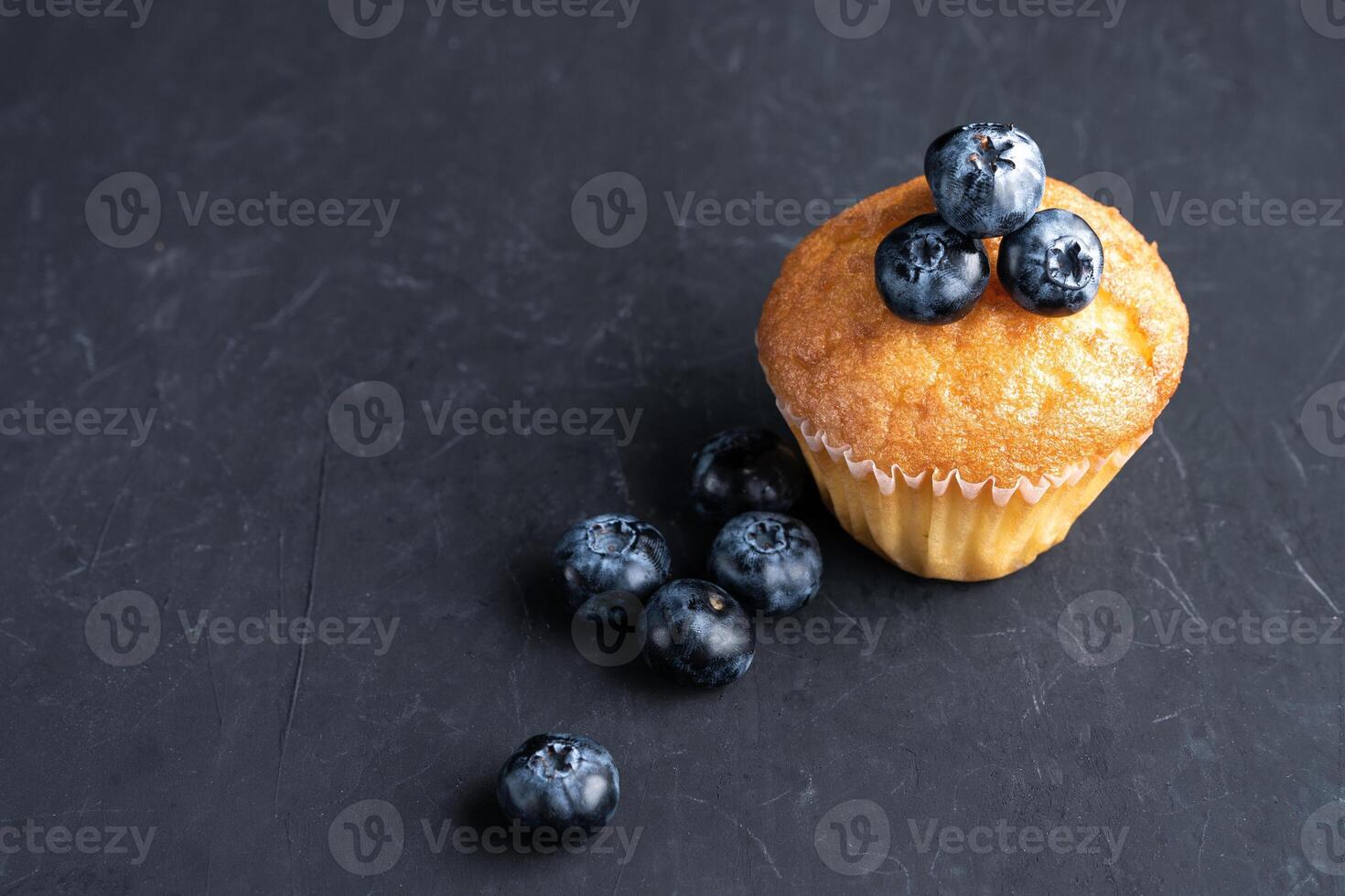 Blueberry antioxidant organic superfood and sweet muffin photo