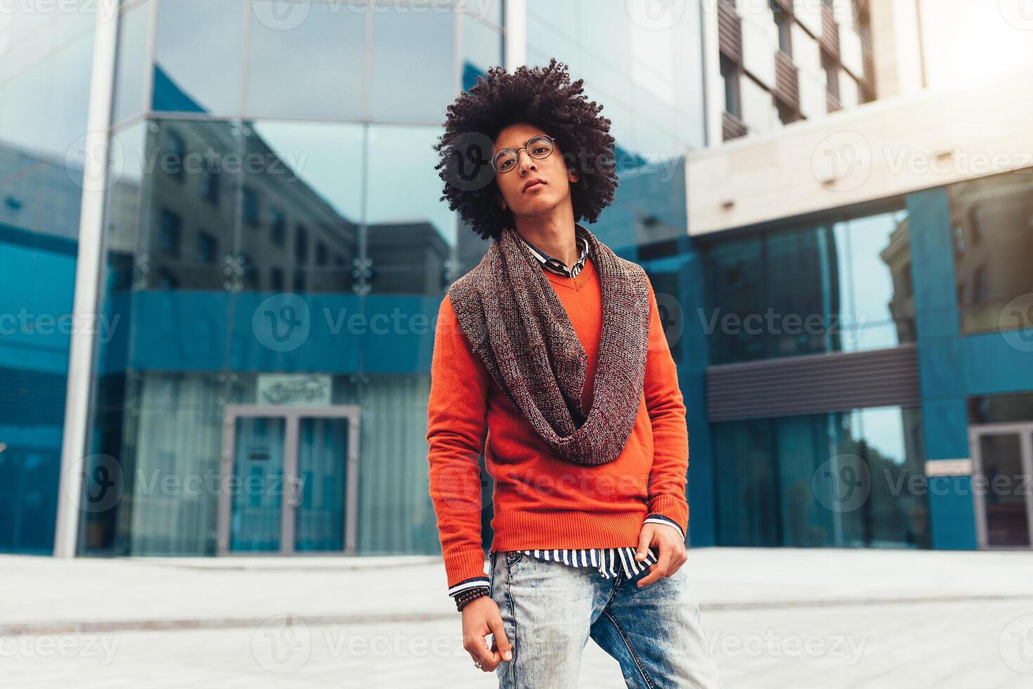 Stylish mixed race man, great design for any purposes. young student guy. Youth lifestyle. photo