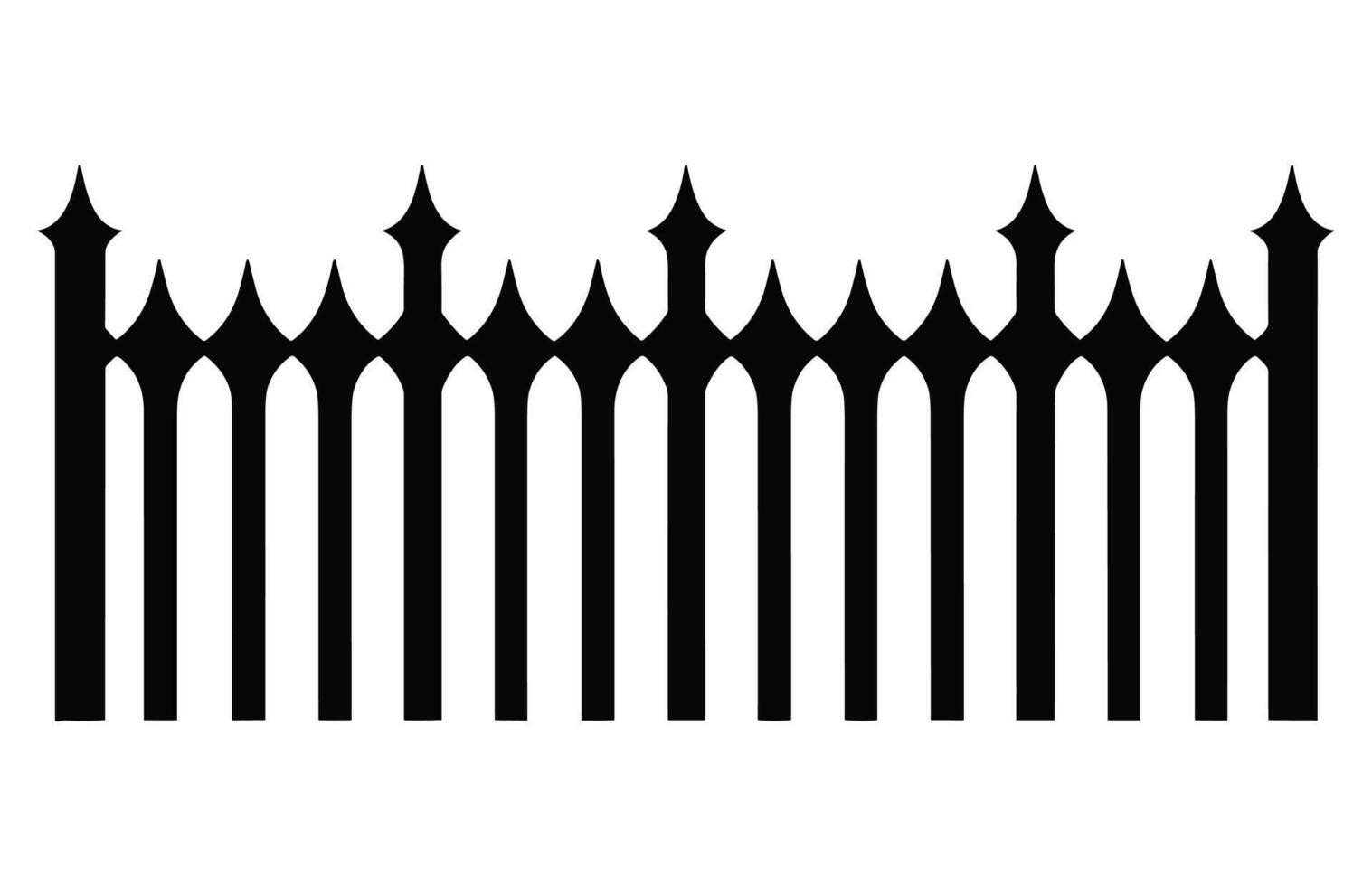 Fence Silhouettes, Set of fence silhouette in flat style vector illustration, Black fence on white background,