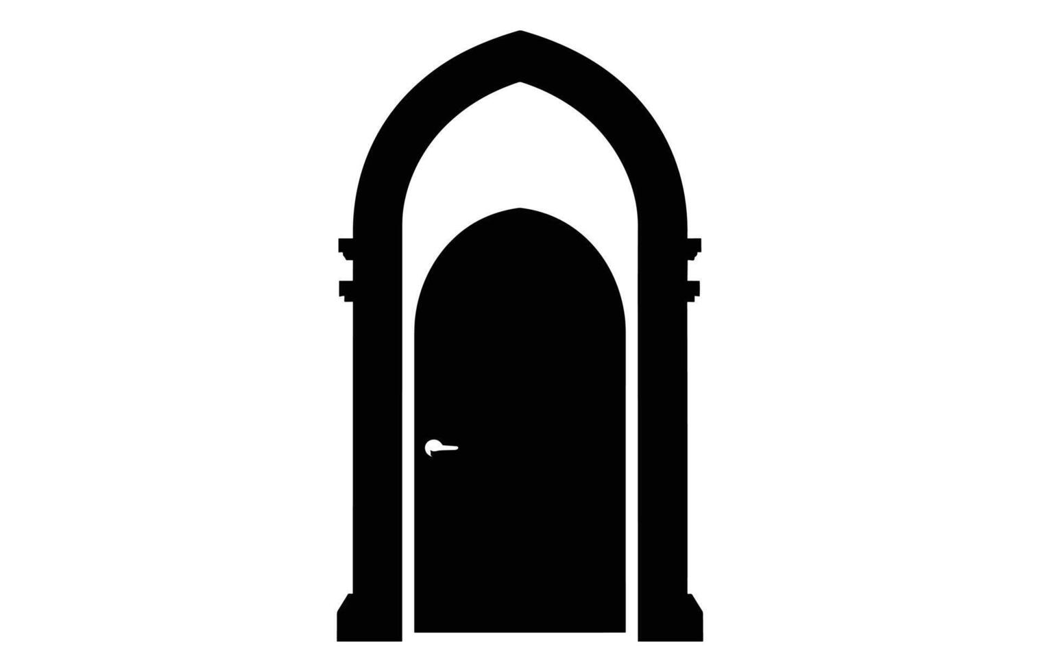 Medieval door silhouettes, Architectural type of arches shapes and forms silhouettes, vector