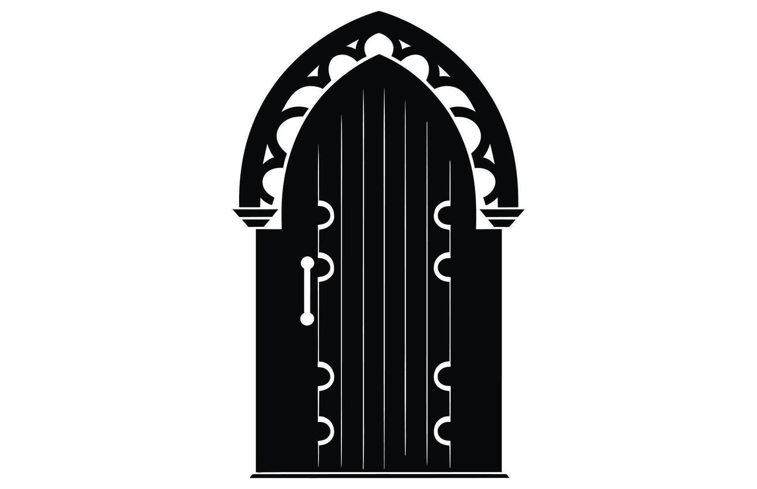 Medieval door silhouettes, Architectural type of arches shapes and forms silhouettes, vector