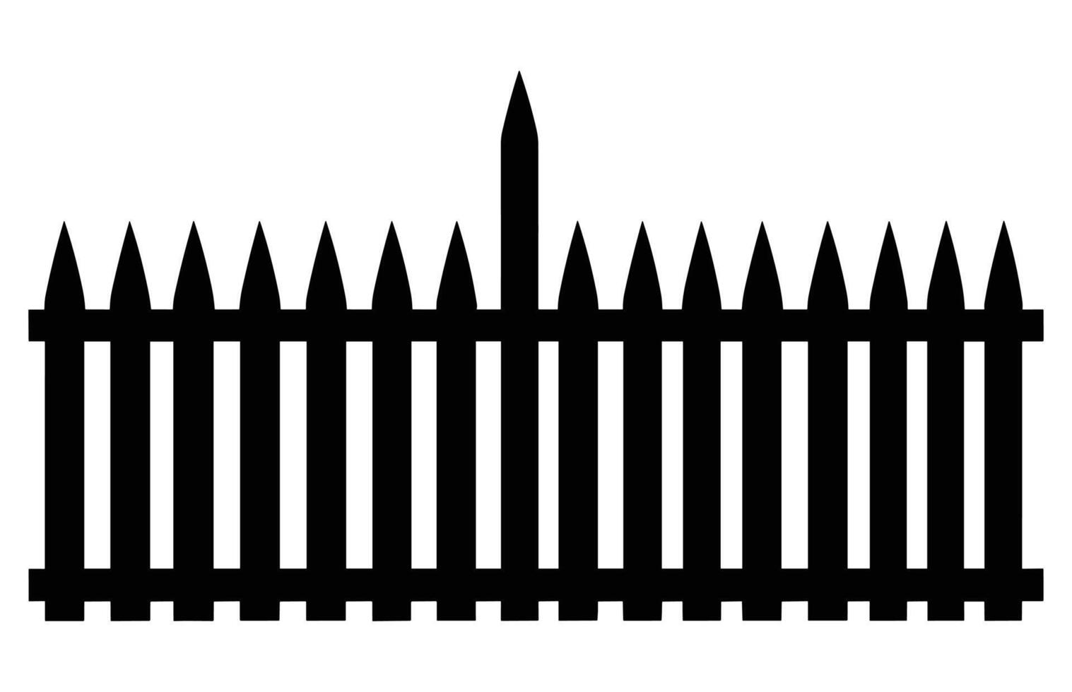 Fence Silhouettes, Set of fence silhouette in flat style vector illustration, Black fence on white background,