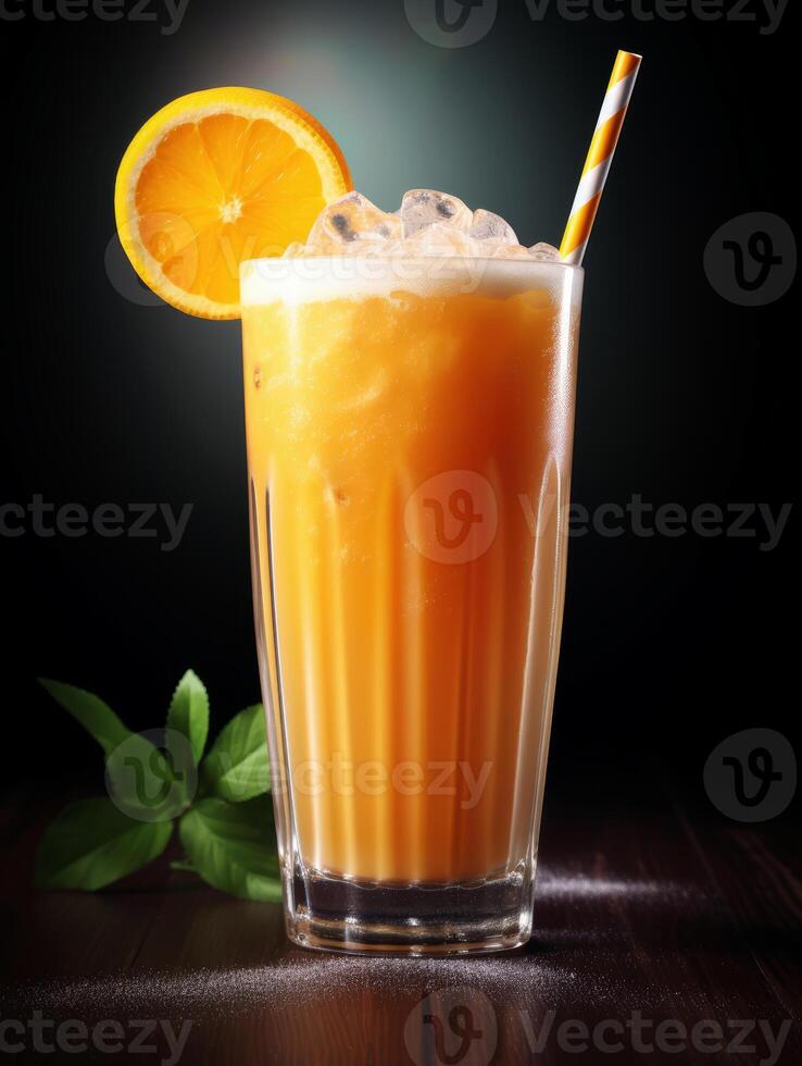 AI generated glass of orange juice photo