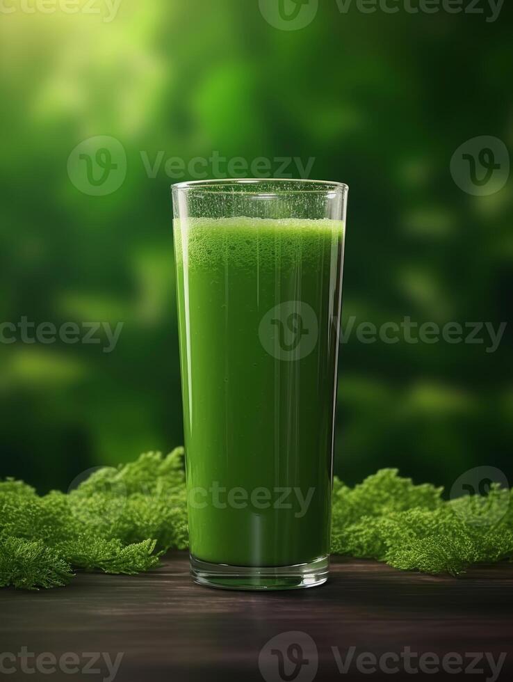 AI generated A glass of vegetable smoothie photo