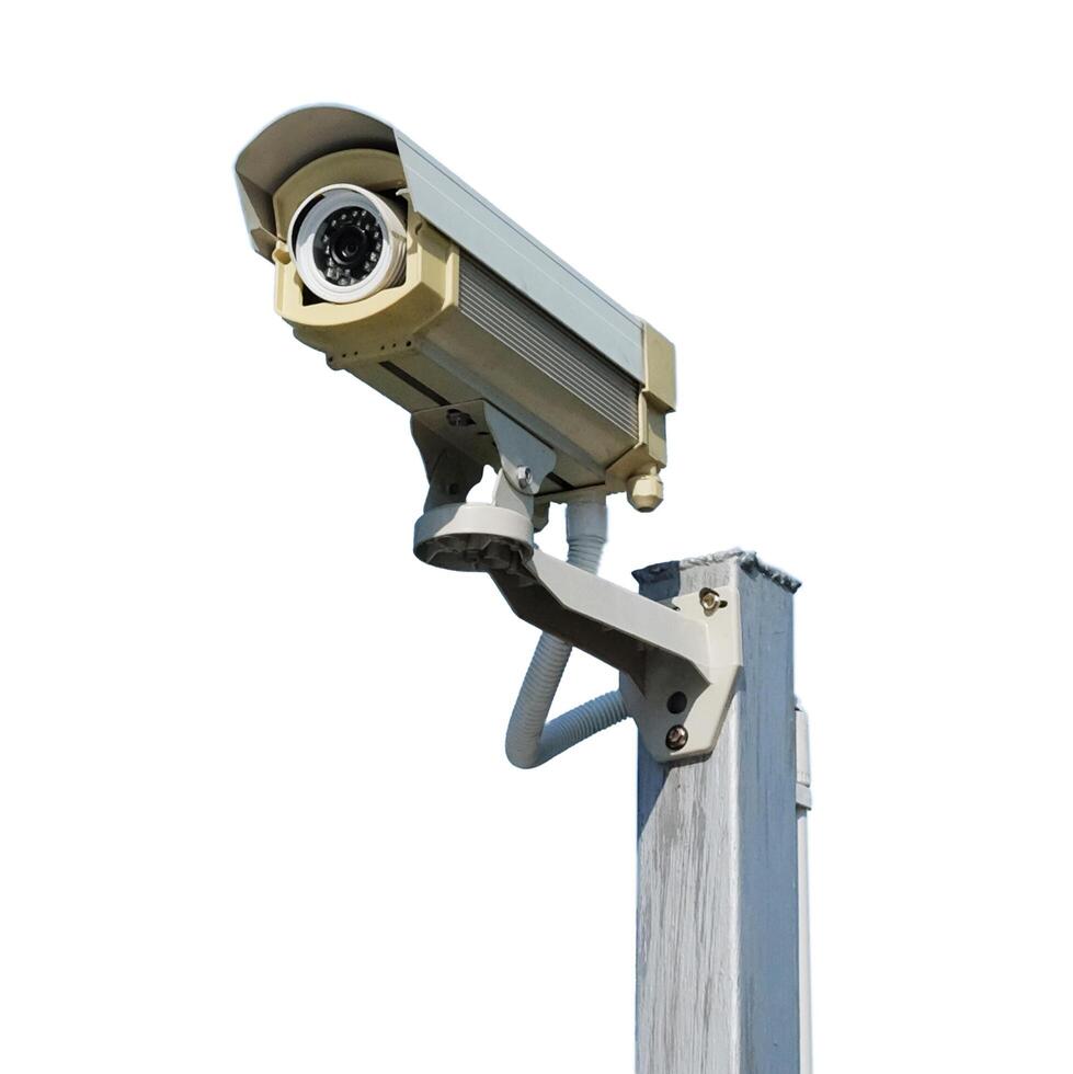 Closed circuit camera or CCTV camera outdoor isolated on white background photo