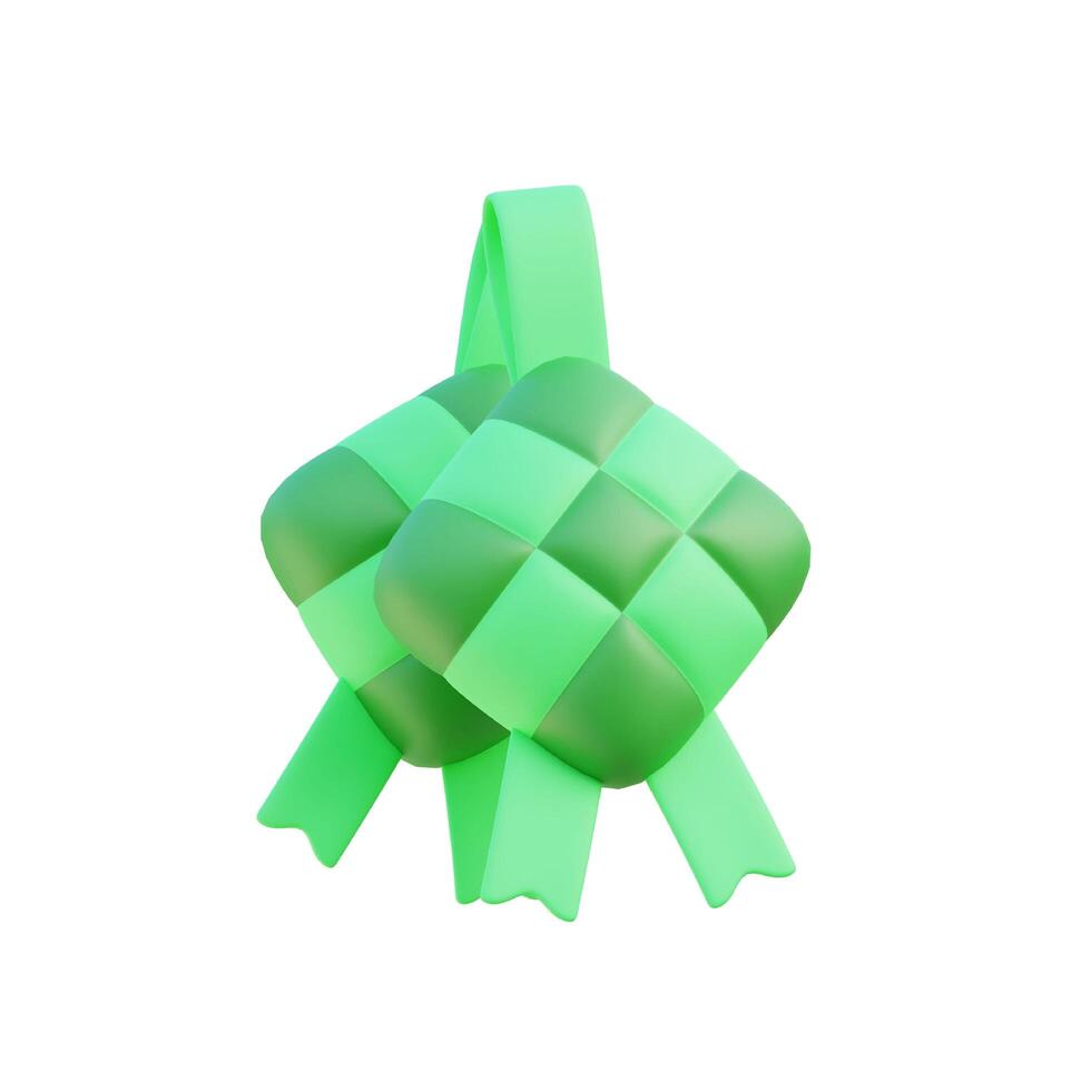 Ketupat 3D icon with isolated background, ramadan 3d rendering, muslim icon, 3d illustration template photo