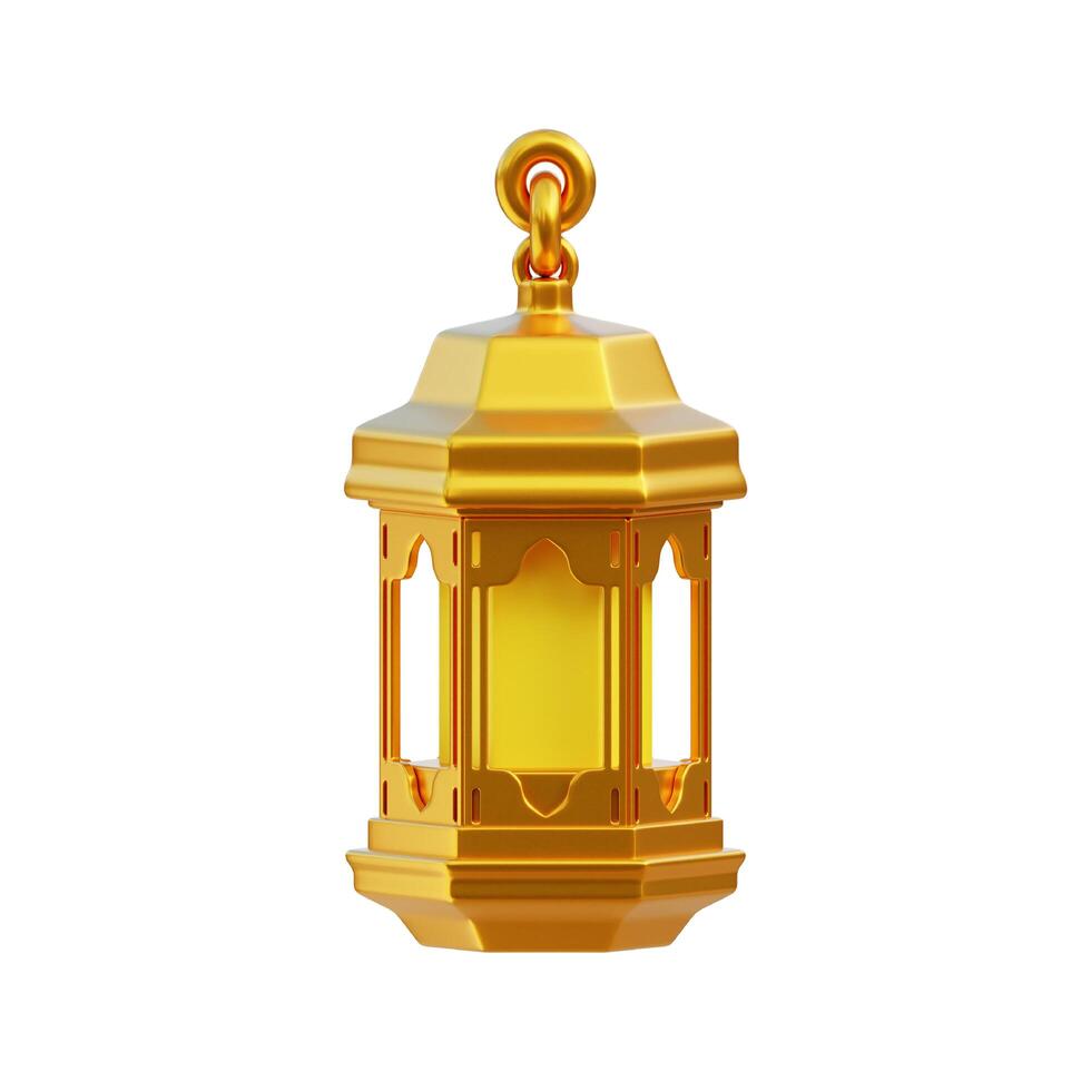 Lantern 3D icon with isolated background, ramadan 3d rendering, muslim icon, 3d illustration template photo