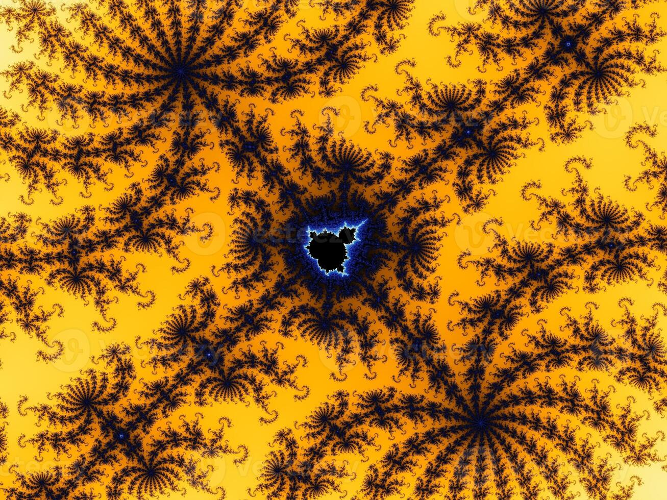 hermoso zoom en el infinito conjunto matemático mandelbrot fractal. foto