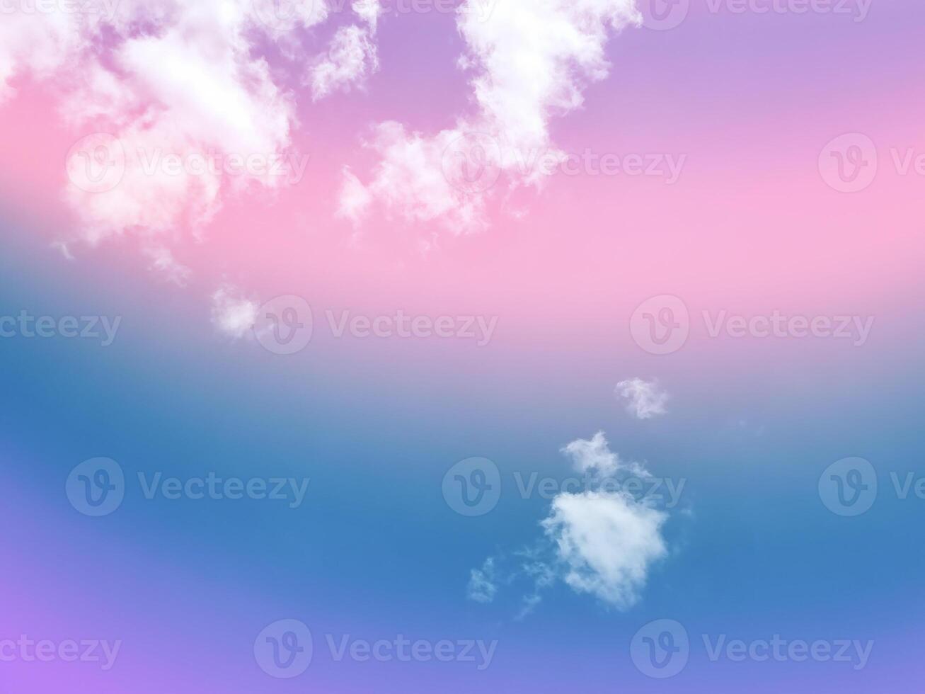 beauty sweet pastel pink and purple colorful with fluffy clouds on sky. multi color rainbow image. abstract fantasy growing light photo