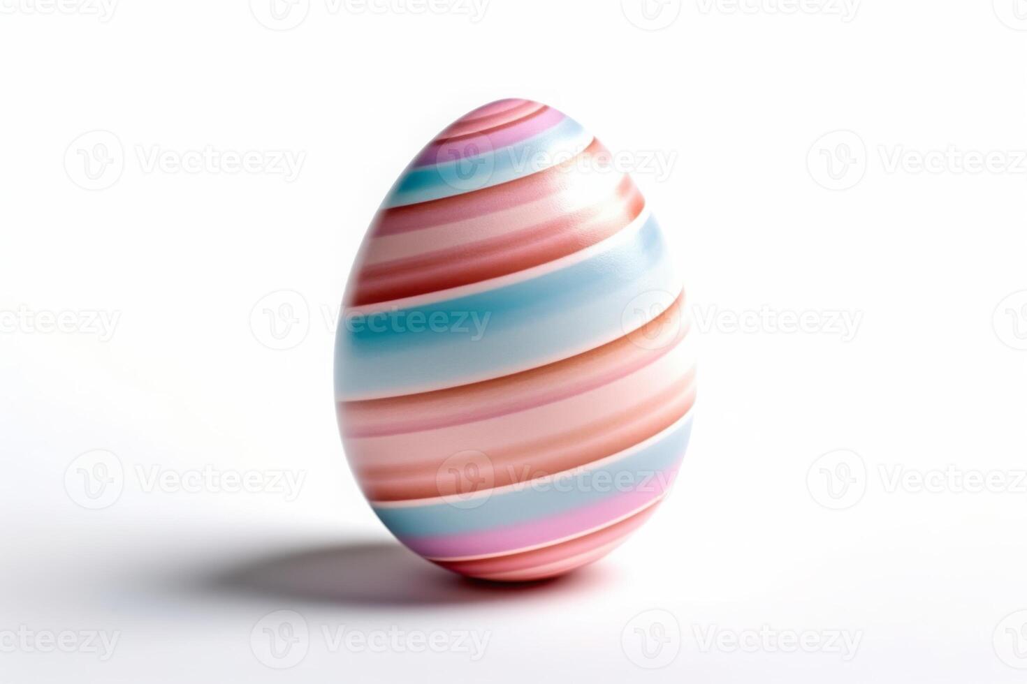 AI generated Egg with minimalistic linear pattern. Ornament of stripes, lines. Chicken one egg on white background. photo