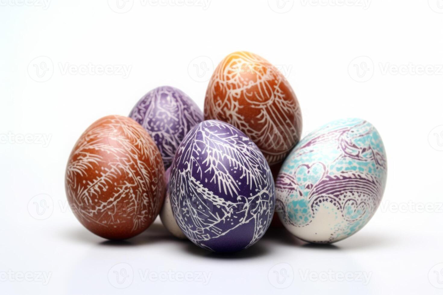 AI generated Perfect colorful handmade eggs isolated on a white background. photo