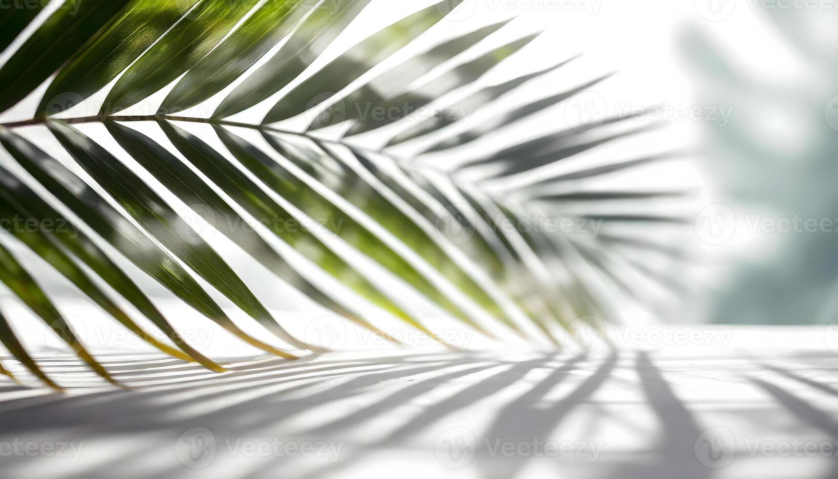 AI generated Close Up of a Palm Leaf on a Table. Generative AI photo