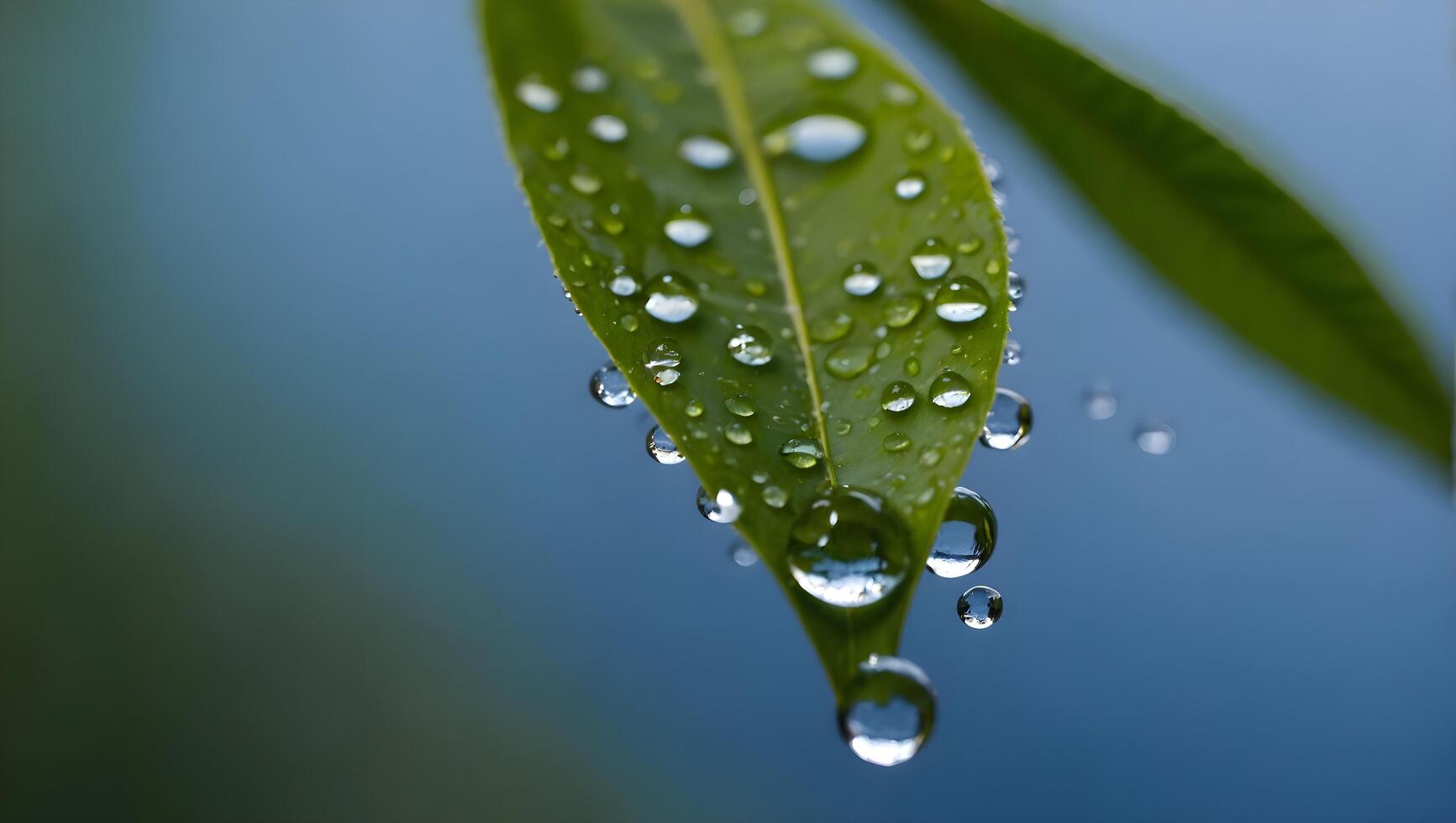 AI generated A leaf with water drops on it photo