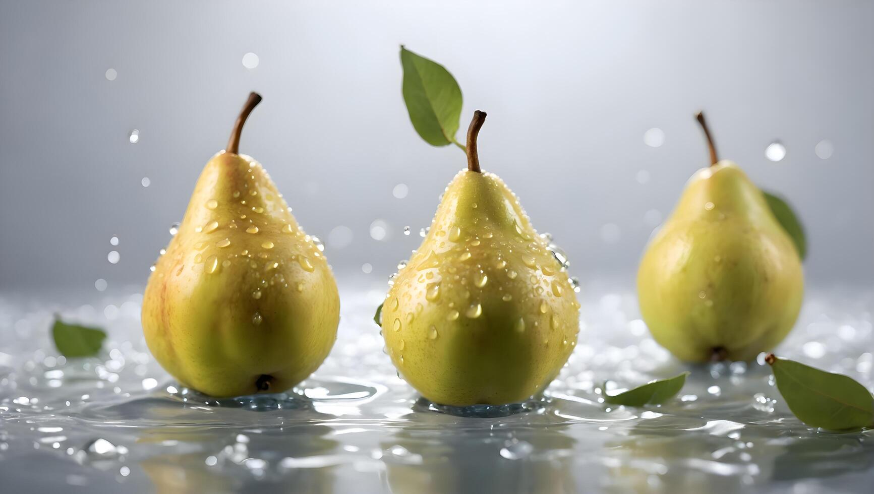 AI generated pear with water drops photo