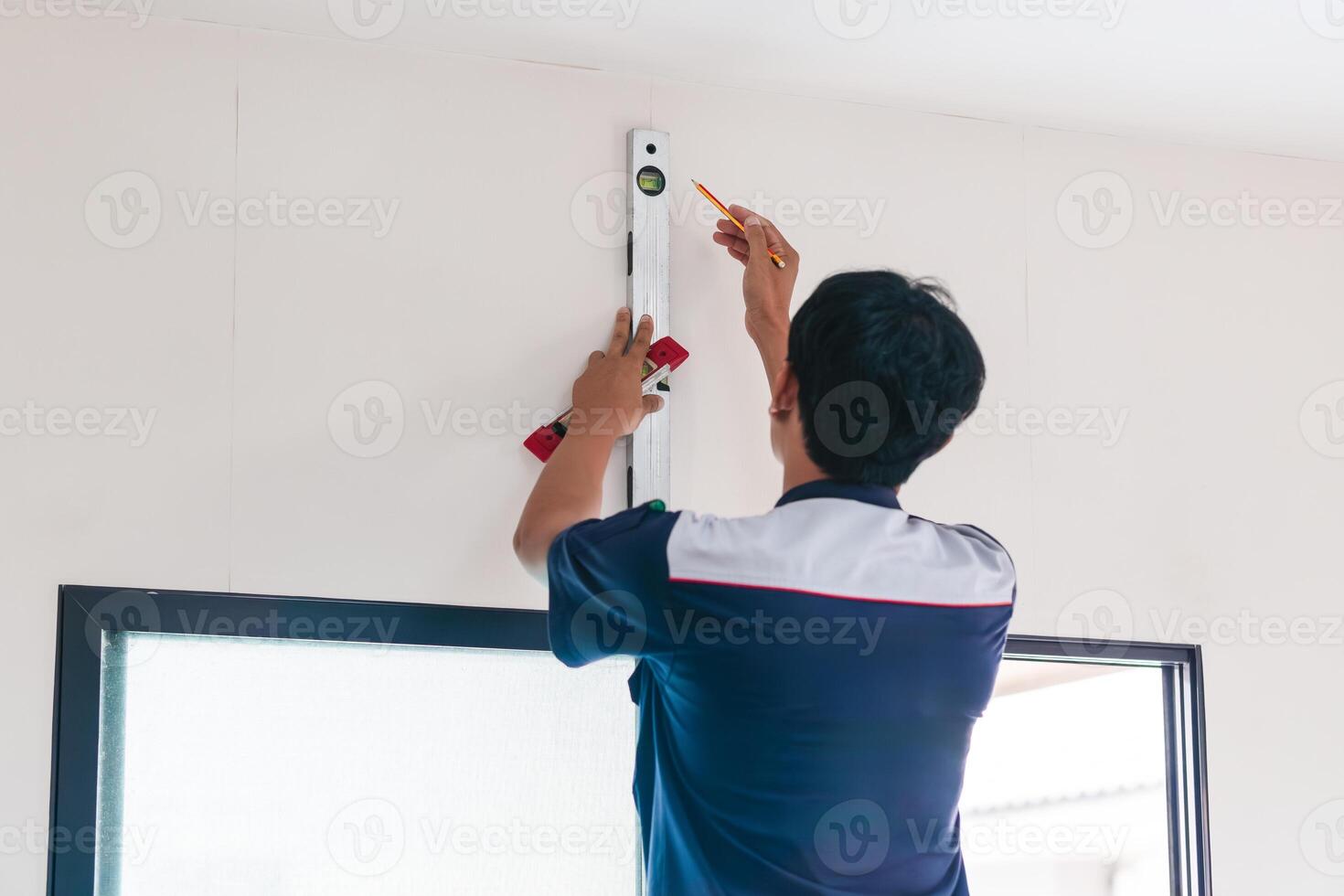 Air conditioning technicians prepare to install new air conditioners in home, Air conditioner repair and installation concepts photo