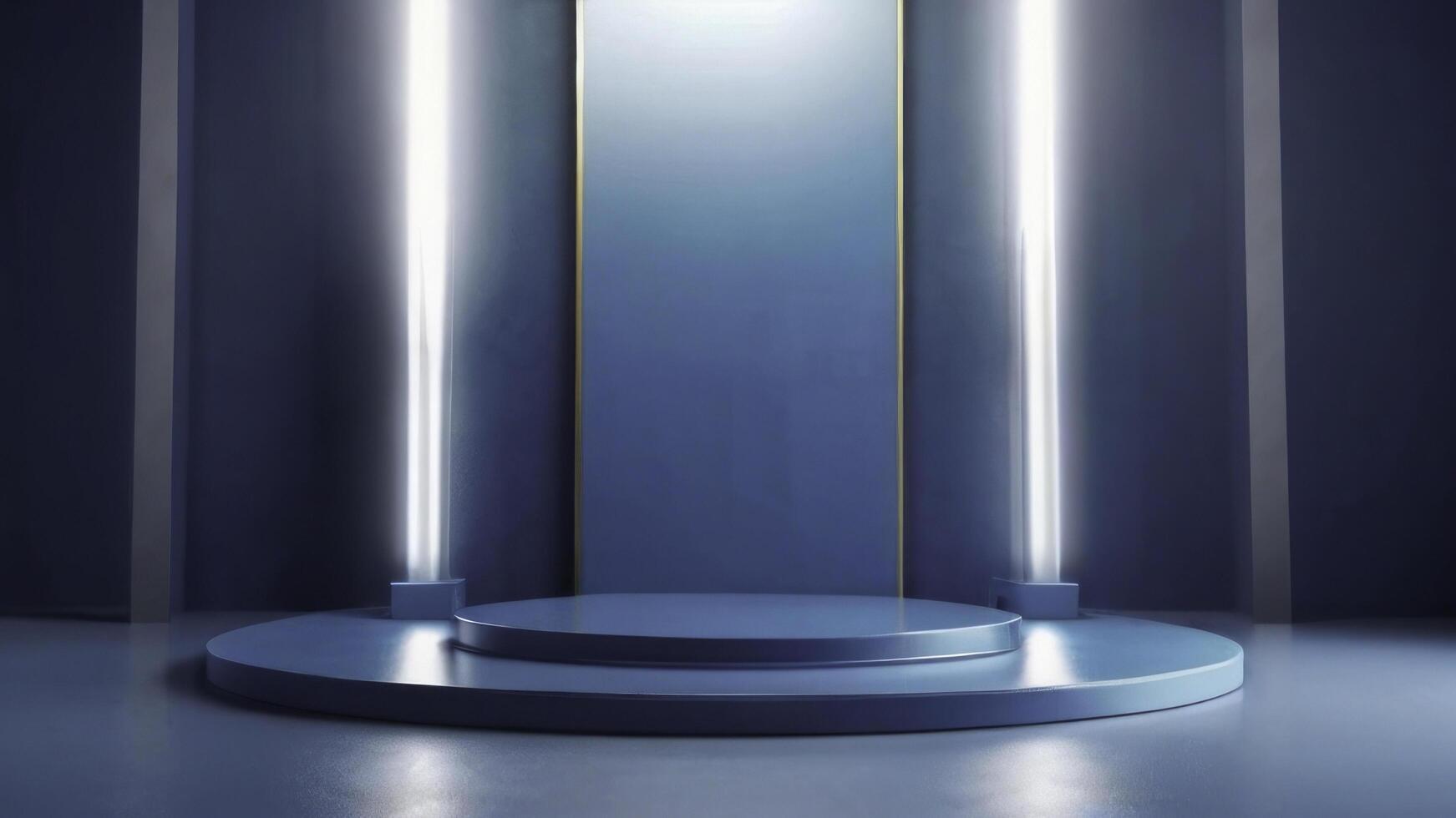 AI generated an empty stage with a podium in front of it photo