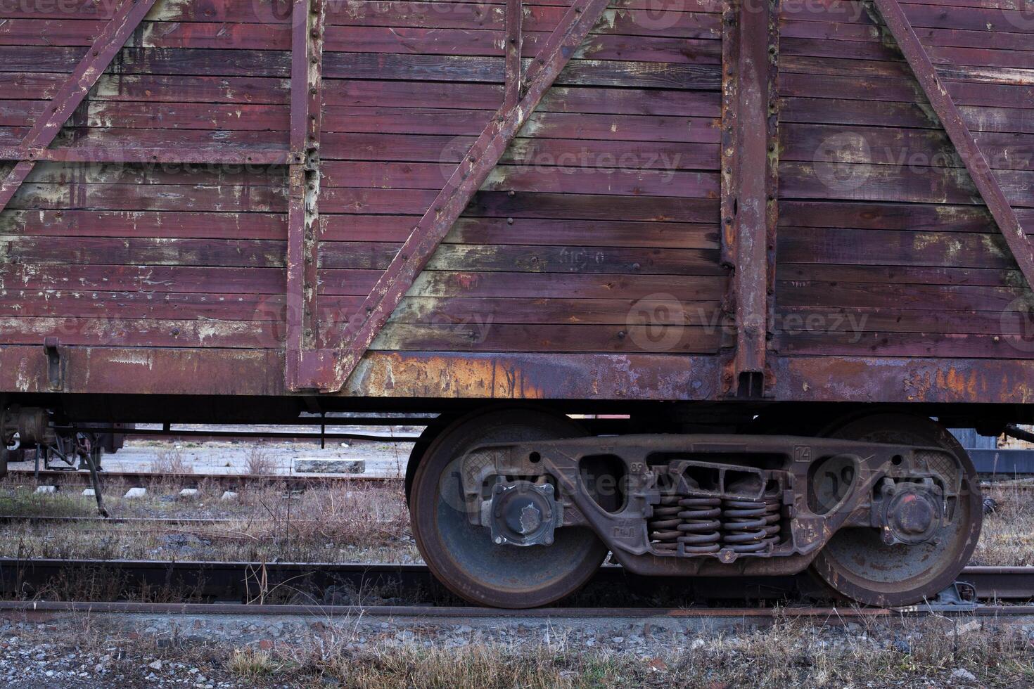 Rail freight car close-up photo