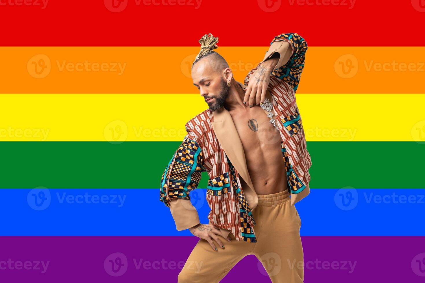 Black latin gay man isolated on white photo