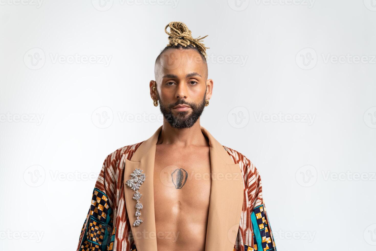 Vibrant Style Black Gay Man in Colorful Jacket photo